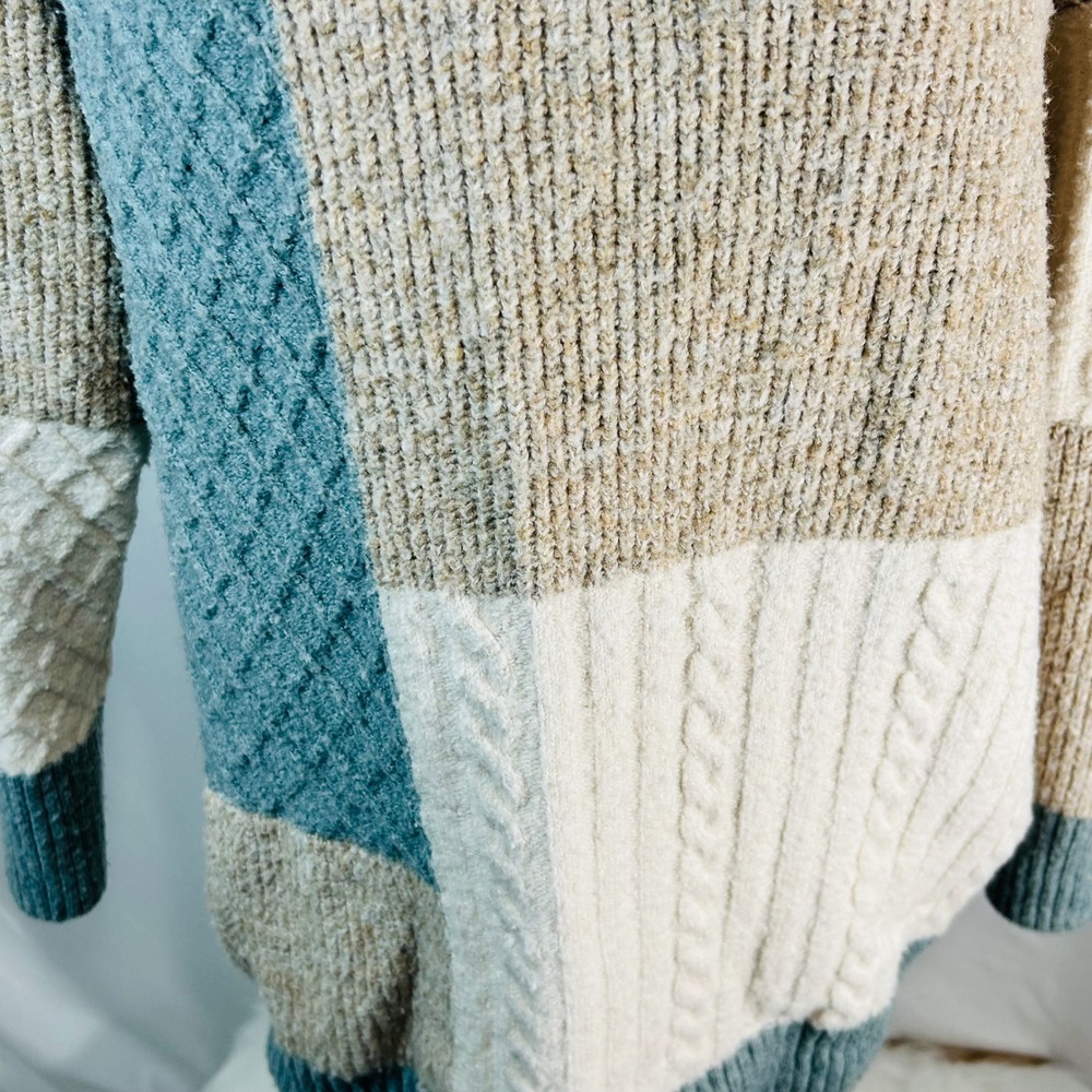 Altar State Patchwork Colorblock V Neck Sweater S… - image 3